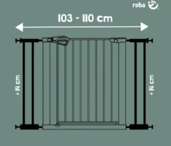 roba easySafe+ Tür-und-Treppen-Schutzgitter mit 14-cm-Erweiterung, schwarz