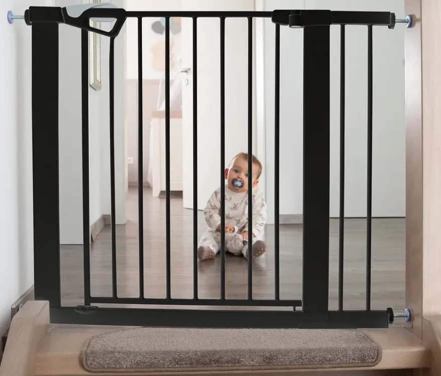 roba easySafe+ Tür-und-Treppen-Schutzgitter mit 7-cm-Erweiterung, schwarz