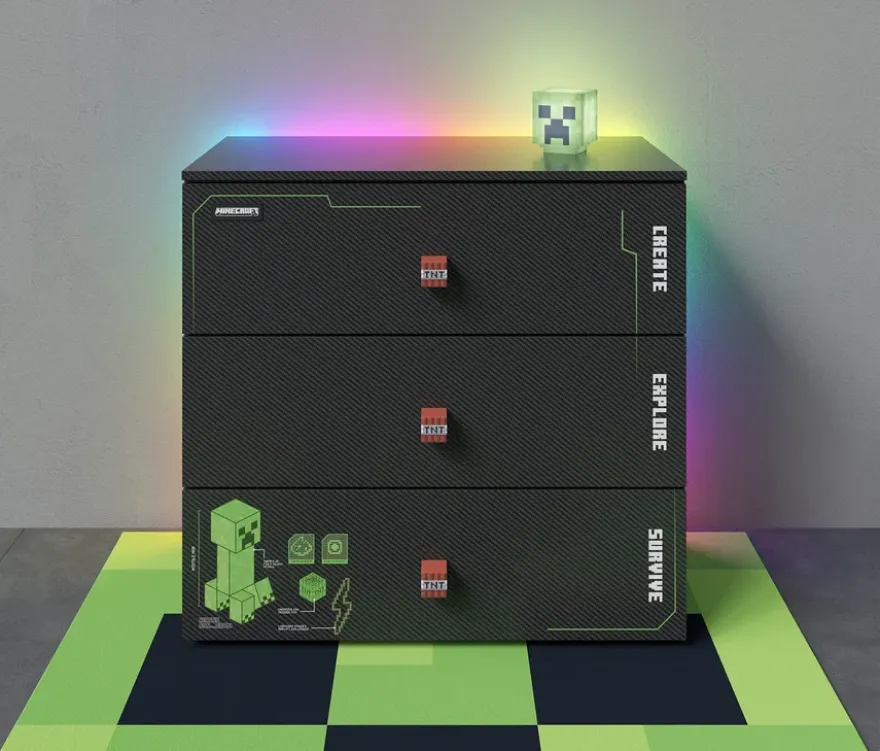Roba Kommode »Minecraft« mit 3 Schubladen und LED-Beleuchtung