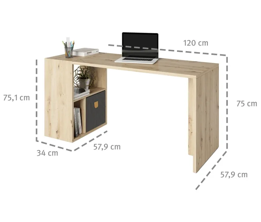 Roba Set »Fortuna«, Beistelltisch und Schreibtisch, Artisan-Eiche