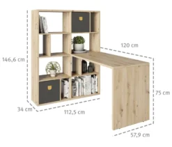 Roba Set, Raumteiler mit Schreibtisch, Artisan-Eichenoptik
