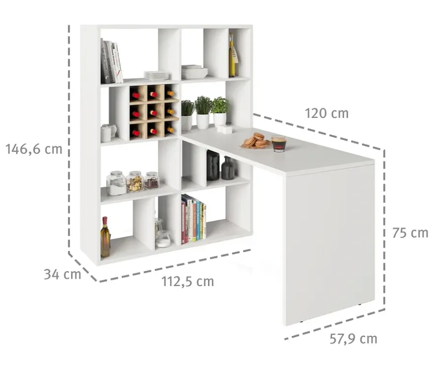 Roba Set, Raumteiler mit Schreibtisch, weiß
