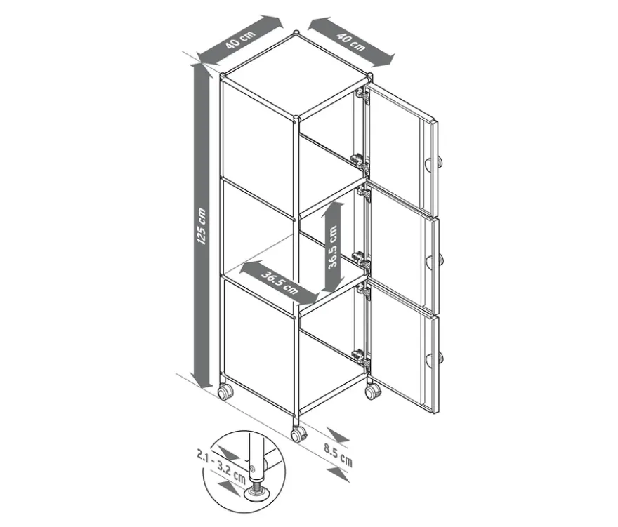 Rollcontainer Metall »CN3« mit 3 Türen, weiß