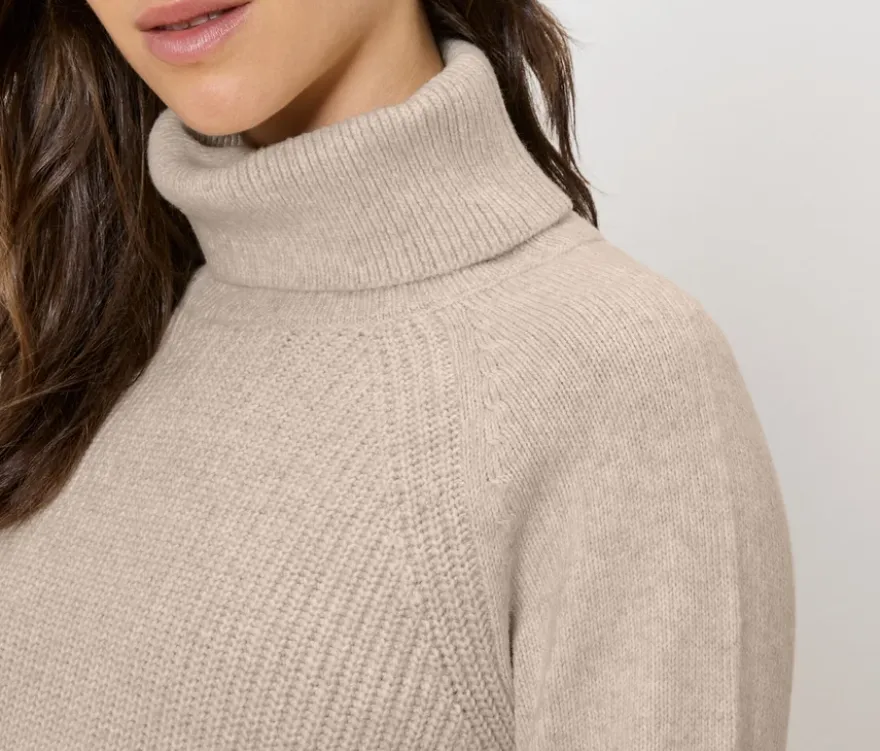 Rollkragenpullover, cremefarben meliert