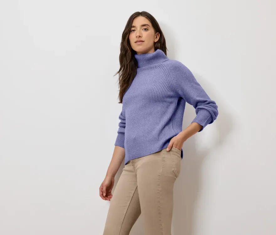 Rollkragenpullover, fliederfarben meliert