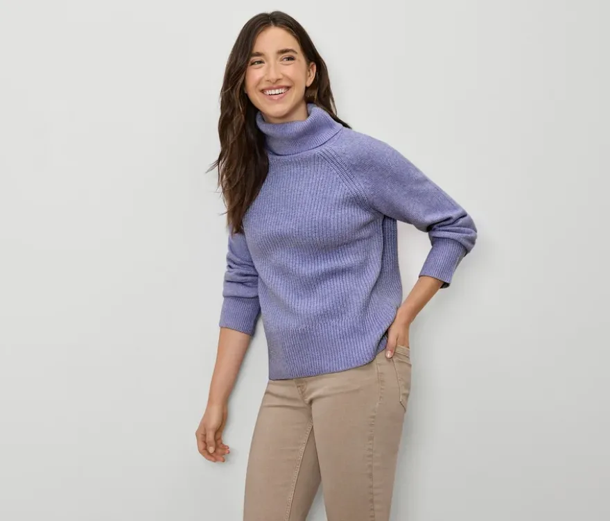 Rollkragenpullover, fliederfarben meliert