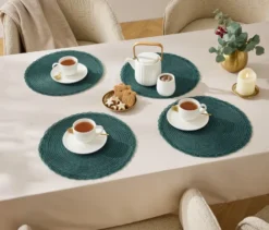 4 runde Platzsets, grün