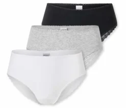 3 SCHIESSER Brazilian-Slips, schwarz, weiß, grau meliert