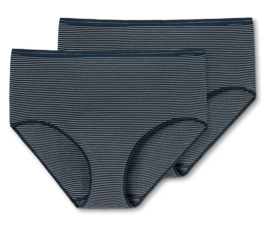 2 SCHIESSER Midislips mit Modal, dunkelblau, Streifen