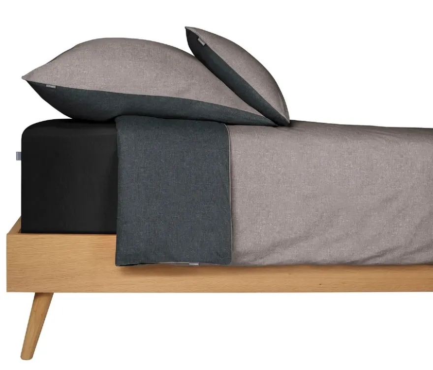 SCHIESSER Renforcé-Kissenhüllenset »Doubleface«, 2 Stück, 40 x 80 cm, grau/schwarz