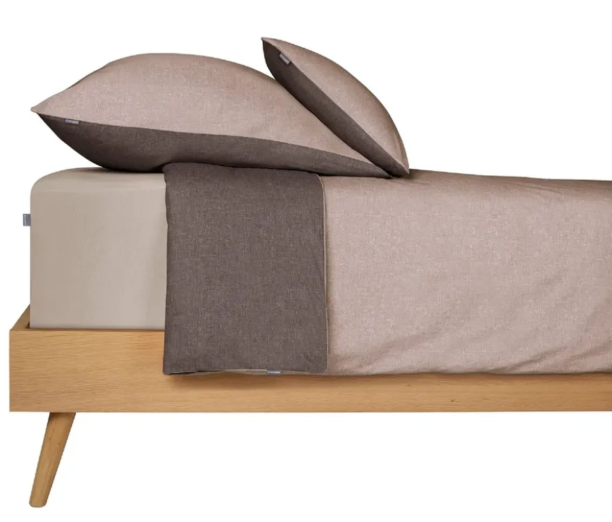 SCHIESSER Renforcé-Kissenhüllenset »Doubleface«, 2 Stück, 40 x 80 cm, taupe/dunkelgrau