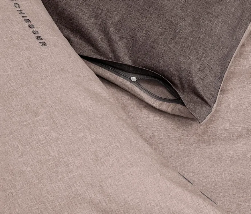 SCHIESSER Renforcé-Kissenhüllenset »Doubleface«, 2 Stück, 40 x 80 cm, taupe/dunkelgrau