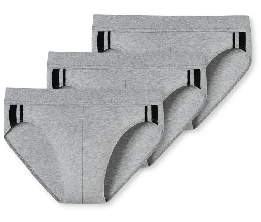 3 SCHIESSER Slips, grau meliert