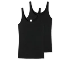 2 SCHIESSER Trägertops mit Modal, schwarz, Streifen