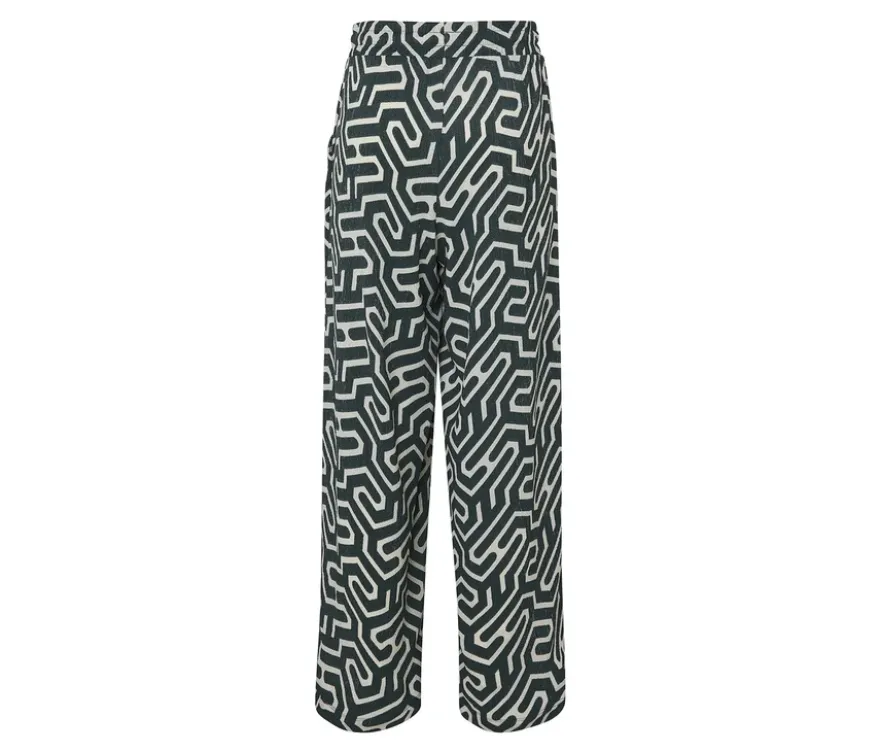 Schlupfhose in Crinkle-Optik, dunkelgrüner Alloverprint