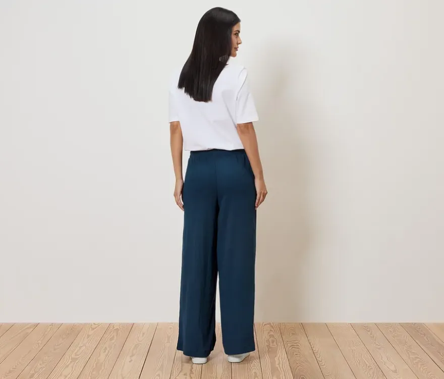 Schlupfhose in Crinkle-Optik, blau