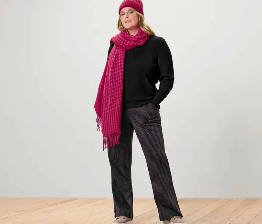 Schlupfhose mit Hahnentritt-Jacquard