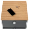 Schmale Kommode Metall »CN3« mit Holzplatte und 2 Schubladen, grau