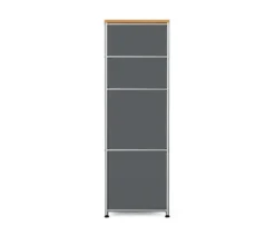 Schmale Kommode Metall »CN3« mit Holzplatte und 2 Schubladen, grau