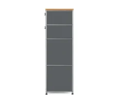 Schmale Kommode Metall »CN3« mit Holzplatte und 2 Schubladen, grau