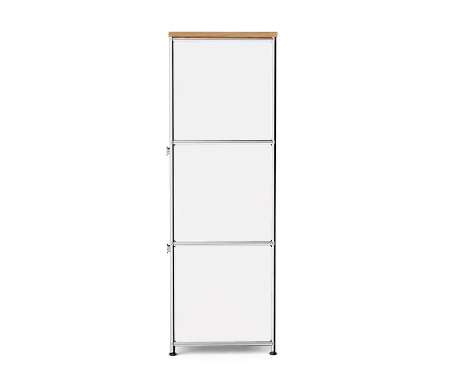 Schmale Kommode Metall »CN3« mit Holzplatte und 2 Klappenfächern, weiß