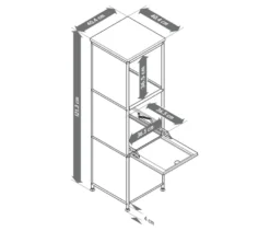 Schmale Kommode Metall »CN3« mit Holzplatte und 2 Klappenfächern, grau