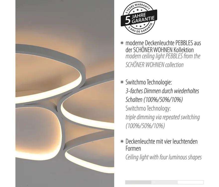 SCHÖNER WOHNEN-Kollektion Deckenleuchte »Pebbles«, kurz