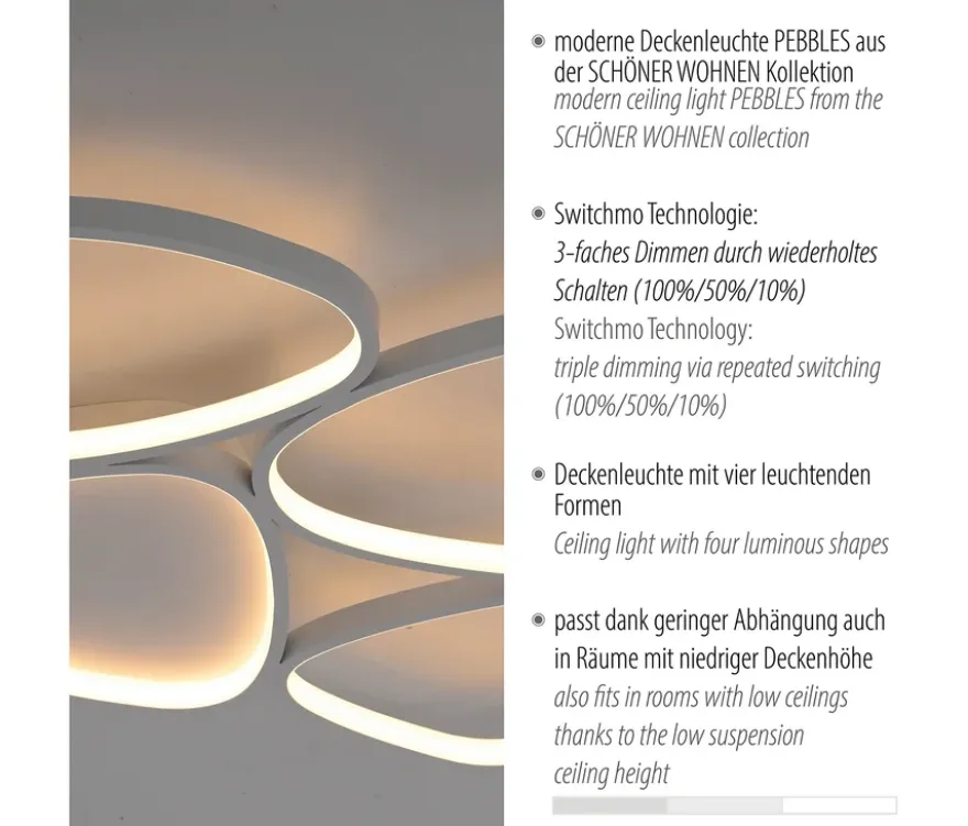 SCHÖNER WOHNEN-Kollektion Deckenleuchte »Pebbles«, kurz
