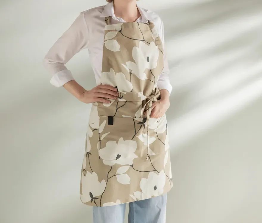 SCHÖNER WOHNEN-Kollektion Küchentextil-Set, Schürze und 2 Geschirrtücher, sandfarben