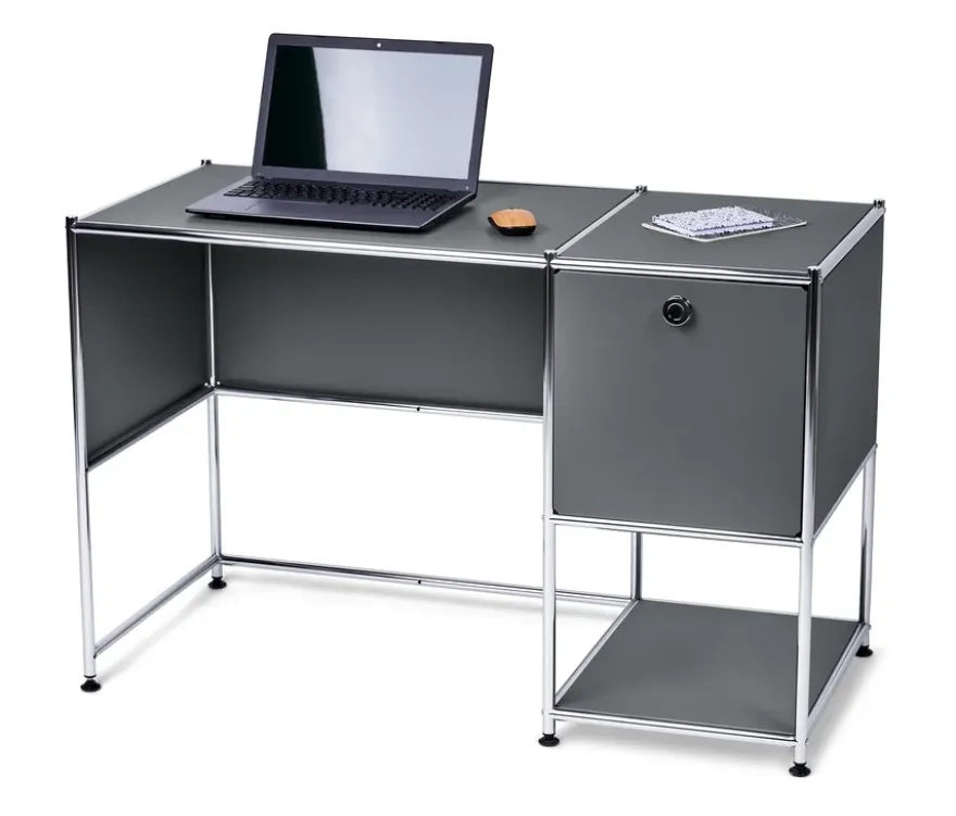 Schreibtisch Metall »CN3« mit Klapptür, grau