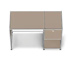 Schreibtisch Metall »CN3« mit Klappenfach, taupe