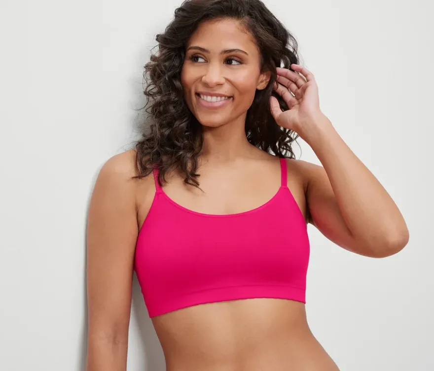 Seamless-Bustier mit Spitze, fuchsia