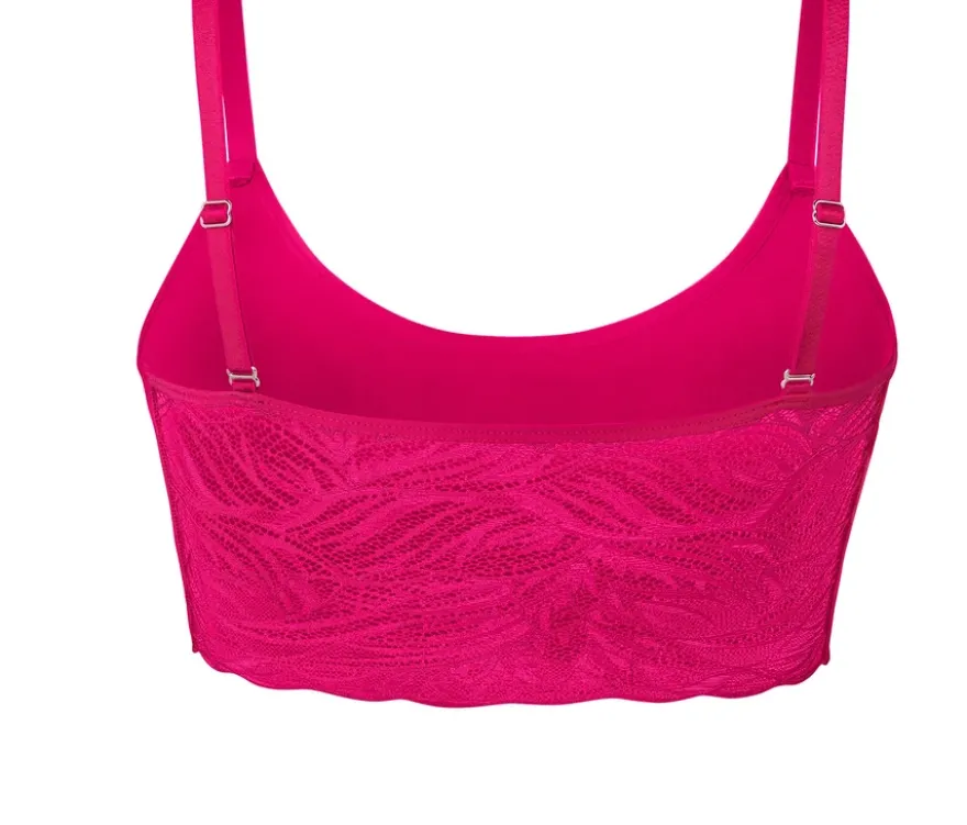 Seamless-Bustier mit Spitze, fuchsia