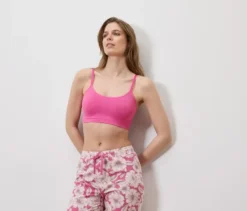 Seamless-Bustier mit Spitze, pink