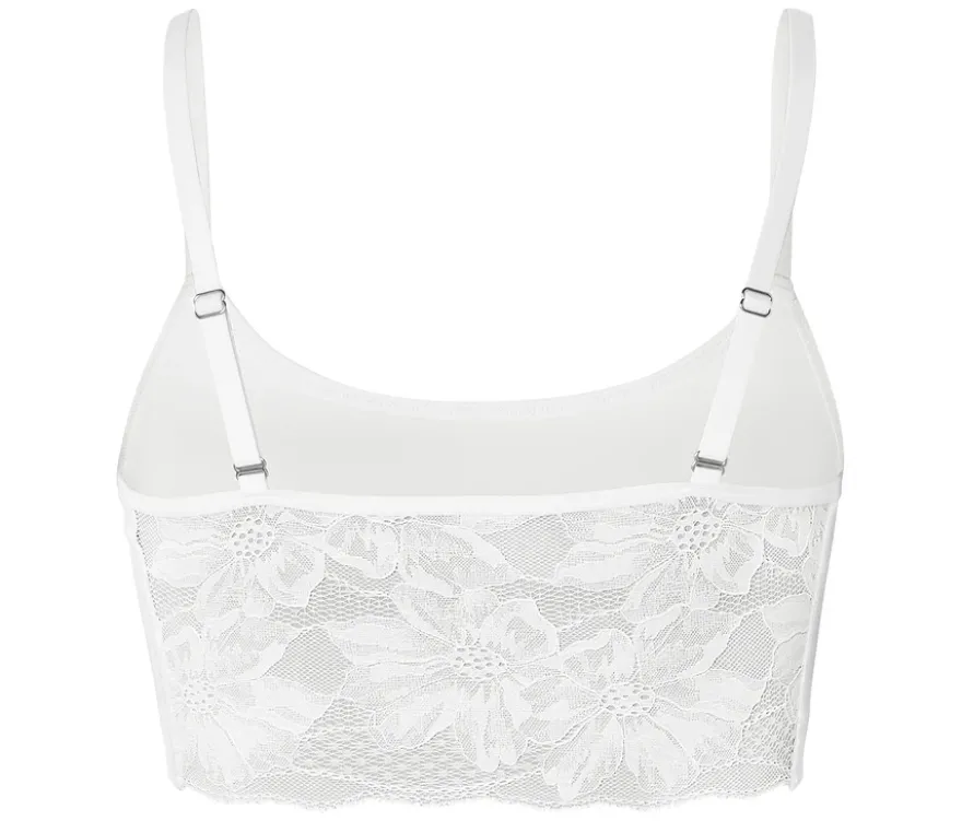 Seamless-Bustier mit Spitze, weiß