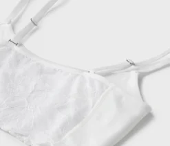 Seamless-Bustier mit Spitze, weiß