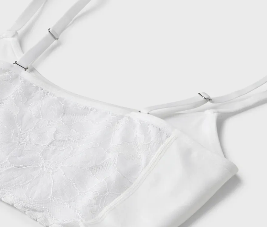 Seamless-Bustier mit Spitze, weiß