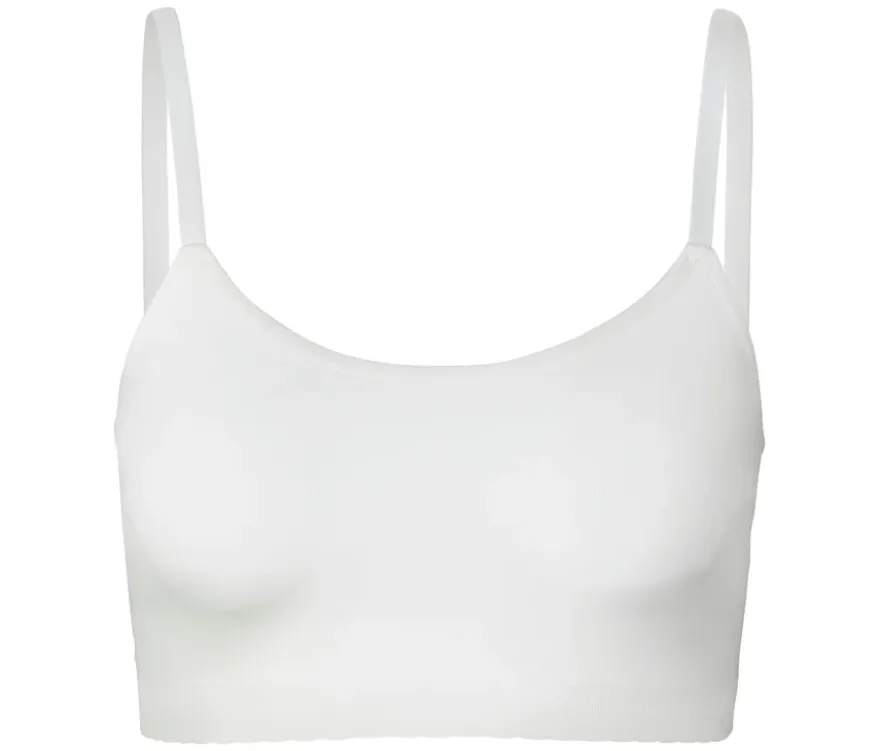 Seamless-Bustier mit Spitze, weiß
