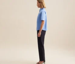 Seidensticker Kurzarm-Bluse, hellblau