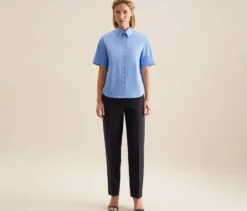 Seidensticker Kurzarm-Bluse, hellblau