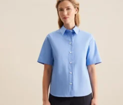 Seidensticker Kurzarm-Bluse, hellblau