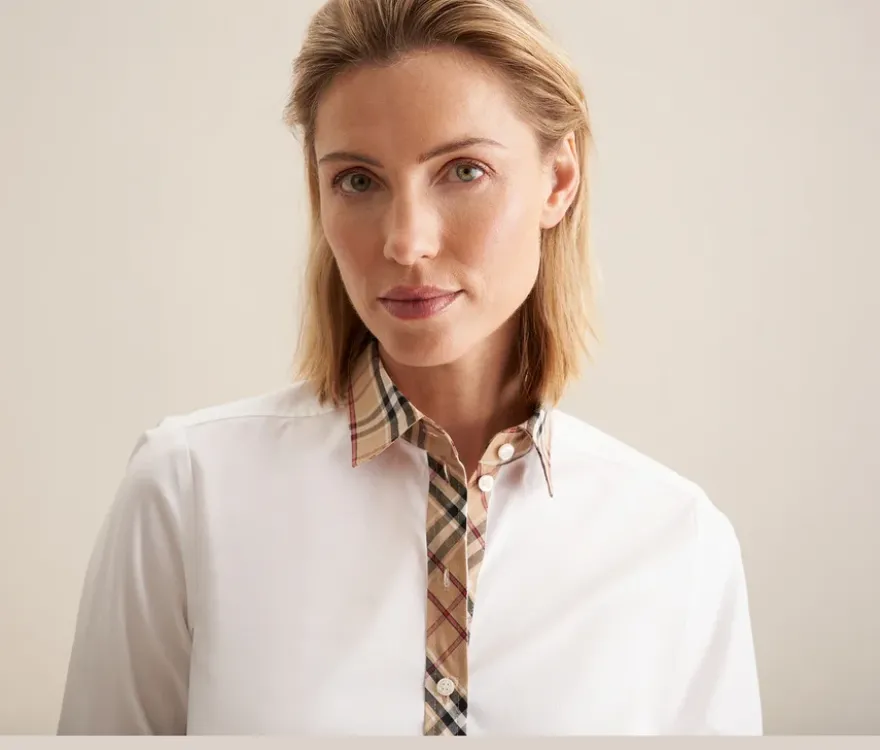 Seidensticker Popeline-Bluse mit Karodetail