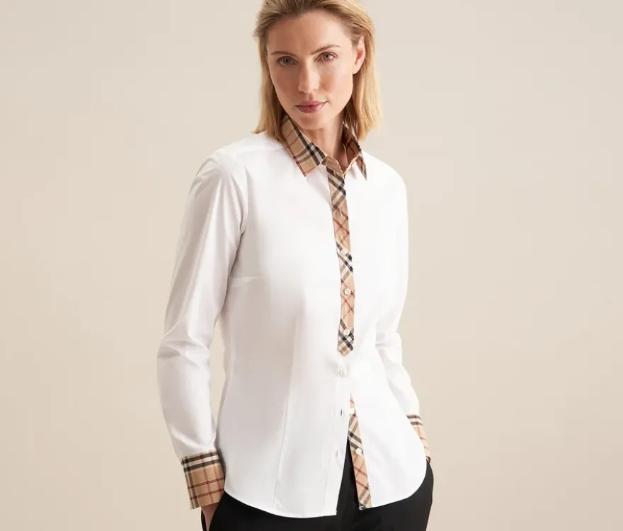 Seidensticker Popeline-Bluse mit Karodetail