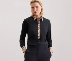 Seidensticker Popeline-Bluse mit Karodetail