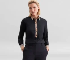 Seidensticker Popeline-Bluse mit Karodetail