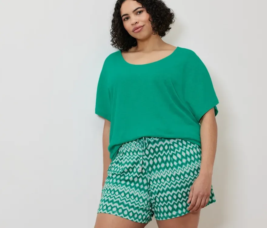 Shirt aus Leinenmix, aqua