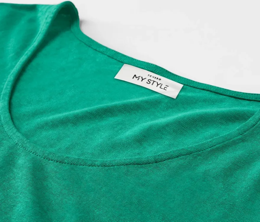 Shirt aus Leinenmix, aqua