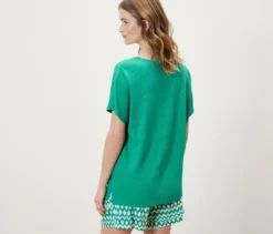 Shirt aus Leinenmix, aqua