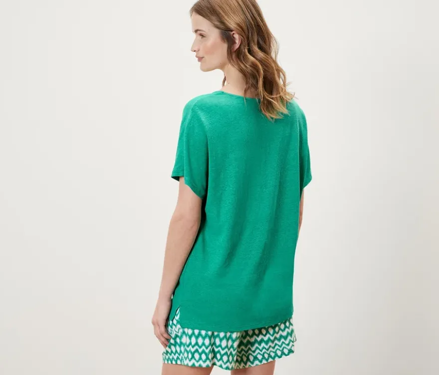 Shirt aus Leinenmix, aqua