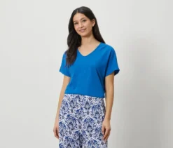 Shirt aus Leinenmix, blau
